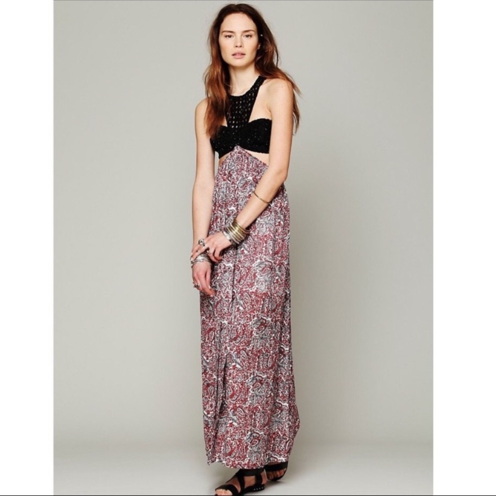 Free People Mata Hari Beaded  cutout maxi dress